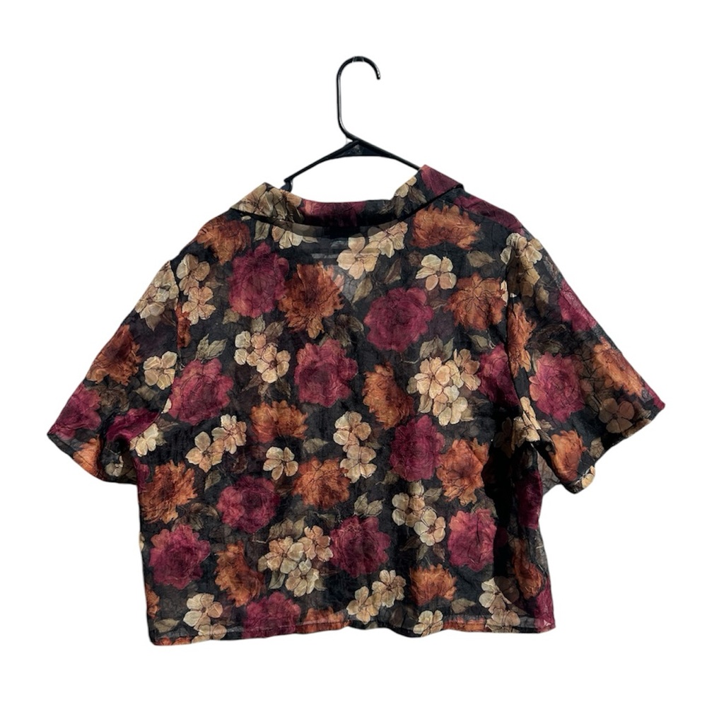Floral Women's Top - Black and Brown - Picture 2 of 4